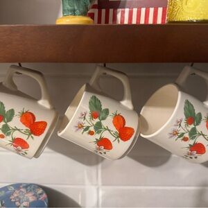 Vintage Strawberry Ceramic Mugs